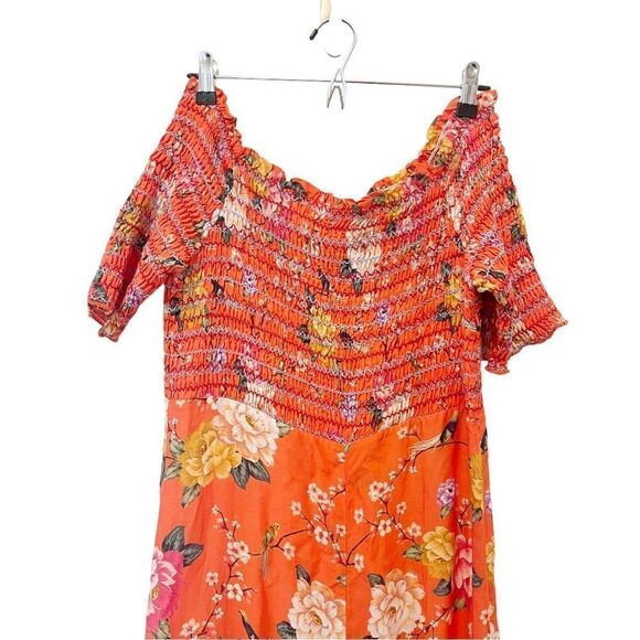 Farm Rio by Anthropologie Paraiso Off Shoulder Jumsuit size L - Picture 4 of 11